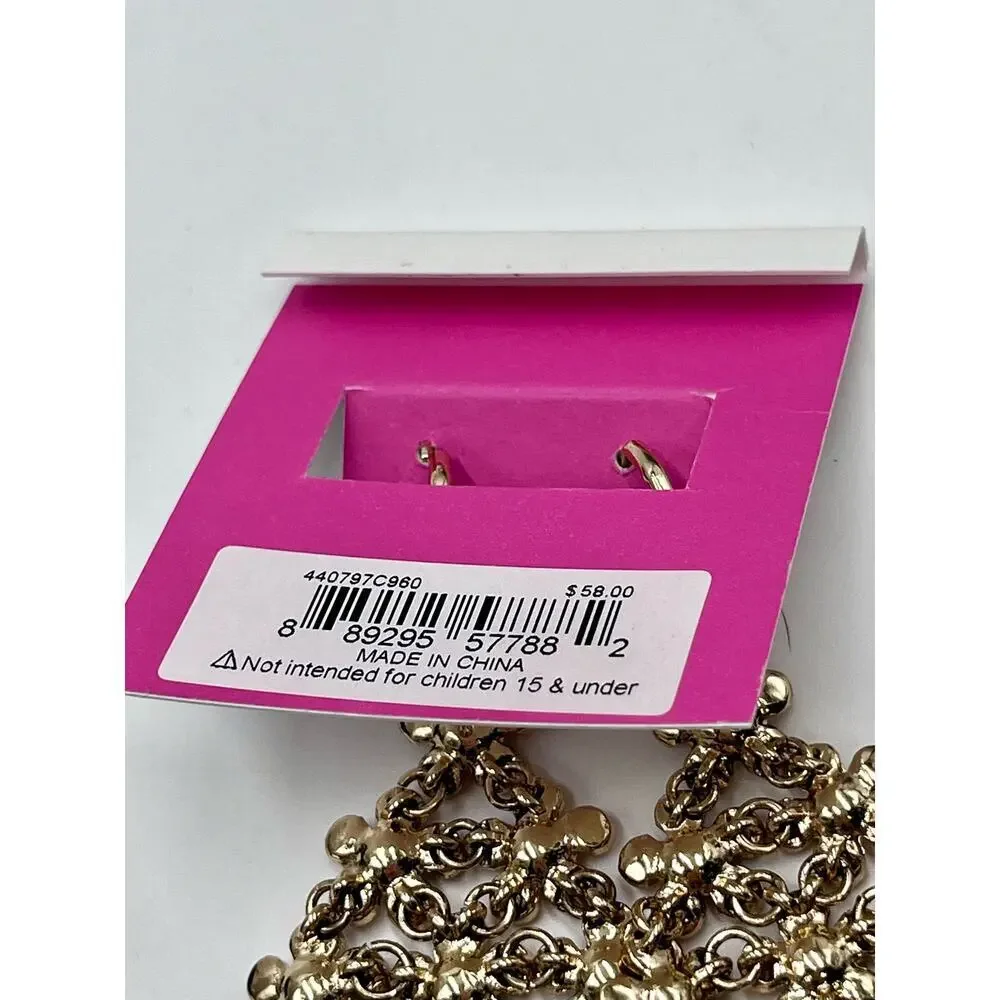 Betsey Johnson Gold Tone Love Fest Flower & Crystal Chandelier Drop Earrings New